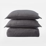 Amity home davina quilt in charcoal   botanical quilted design