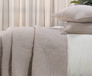 Amity home davina quilt in natural   botanical quilted pattern