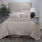 Amity home davina quilt in natural   botanical quilted pattern