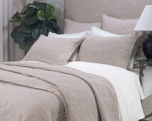 Amity home davina quilt in natural   botanical quilted texture