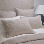 Amity home davina quilt in natural   organic leaf quilted pattern