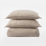 Amity home davina quilt in natural   organic leaf quilted texture