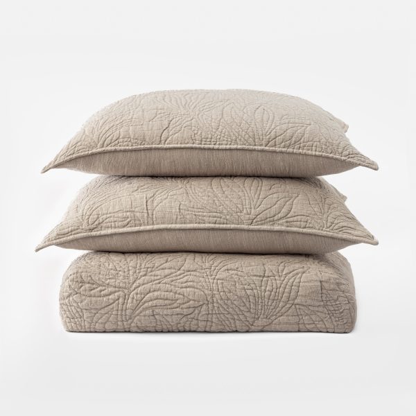 Amity Home Davina Quilt in Natural - Organic Leaf Quilted Texture