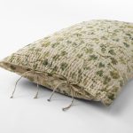 Amity home millie quilt in green floral print   hand quilted texture
