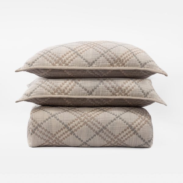 Amity Home Ernest Coverlet in Chestnut - Textured Wavy Diamond Pattern