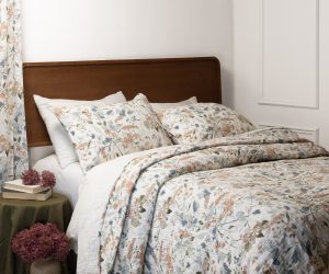 Amity home daphne quilt in cream multi floral   quilted botanical design