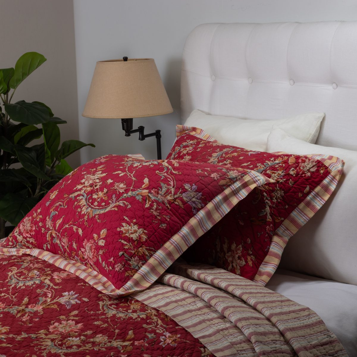 Amity home regina quilt in red   floral pattern