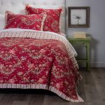 Amity home regina quilt in red floral   intricate quilted texture