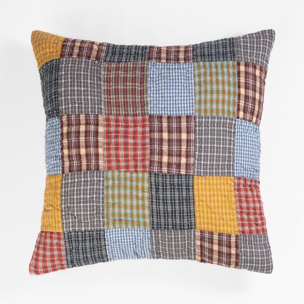 Amity home caftan sham euro in multi plaid patchwork   quilted design