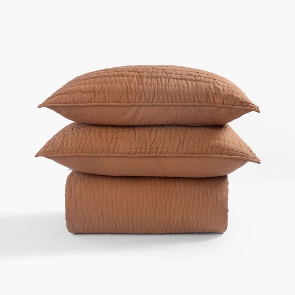 Amity Home Base Camp Quilt in Ochre - Crinkled Texture