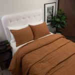 Amity home base camp quilt in ochre   crinkled texture