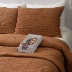 Amity home base camp quilt in ochre   crinkled texture