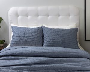 Amity home base camp quilt in shadow   textured horizontal stitching