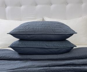 Amity home base camp quilt in shadow   textured stitching detail