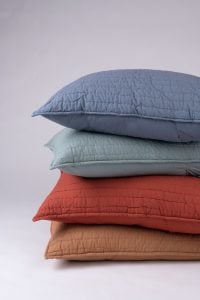 Amity home base camp quilt in ochre   crinkled quilted texture