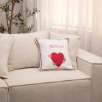 Amity home save our planet pillow in white   quilted with embroidered heart  text