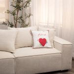 Amity home save our planet pillow in white   embroidered heart  text