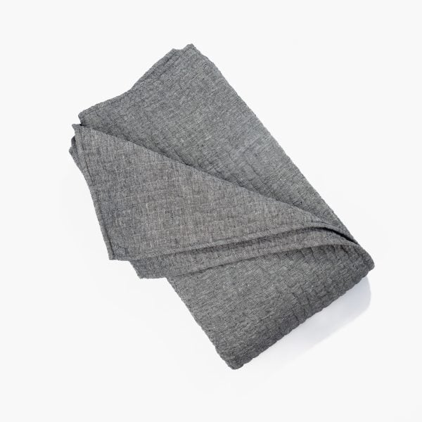 Amity home catalina linen quilt in asphalt   textured linen weave