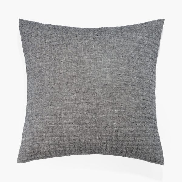 Amity home catalina linen euro sham in asphalt   textured linen weave