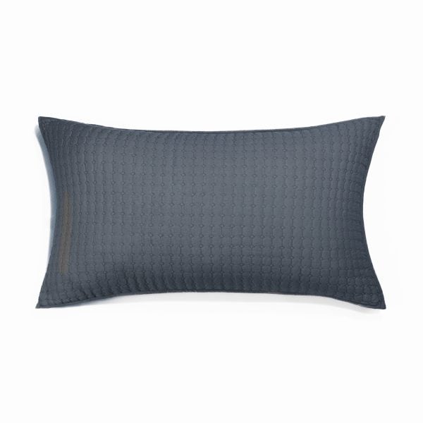 Amity home catalina linen sham in steel blue   quilted diamond pattern