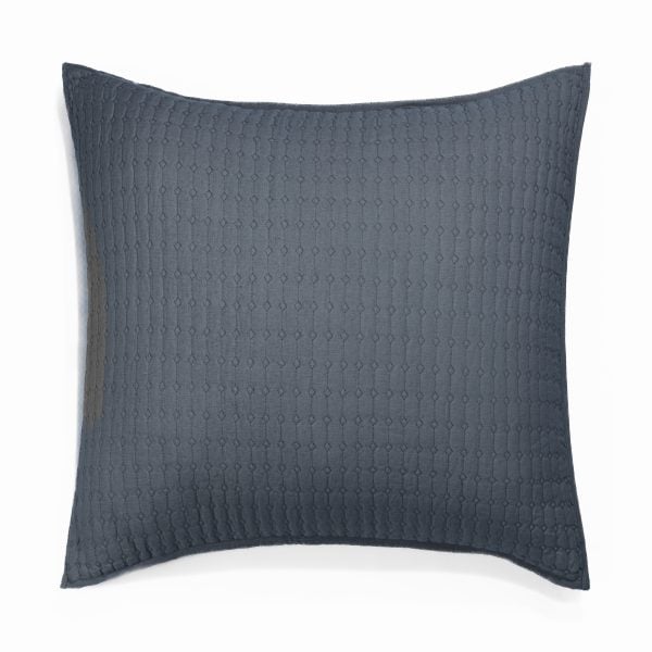 Amity home catalina linen sham in steel blue   quilted diamond pattern