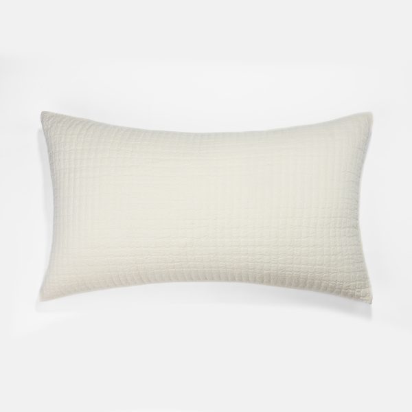 Amity home catalina linen sham in ivory   quilted grid texture