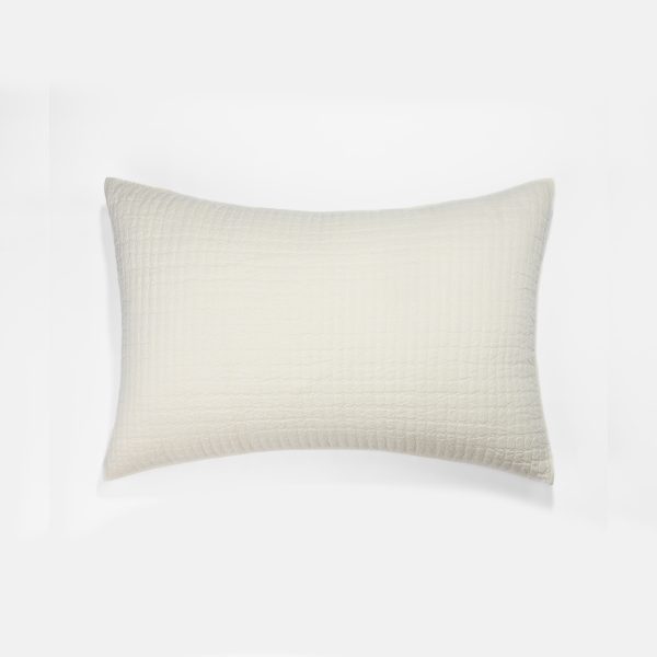 Amity home catalina linen boudoir pillow in ivory   subtle quilted texture