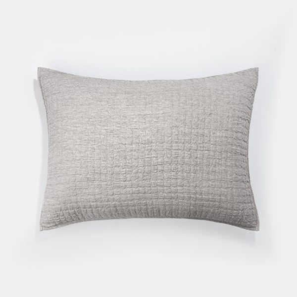 Amity home catalina linen sham in grey chambray   subtle quilted texture
