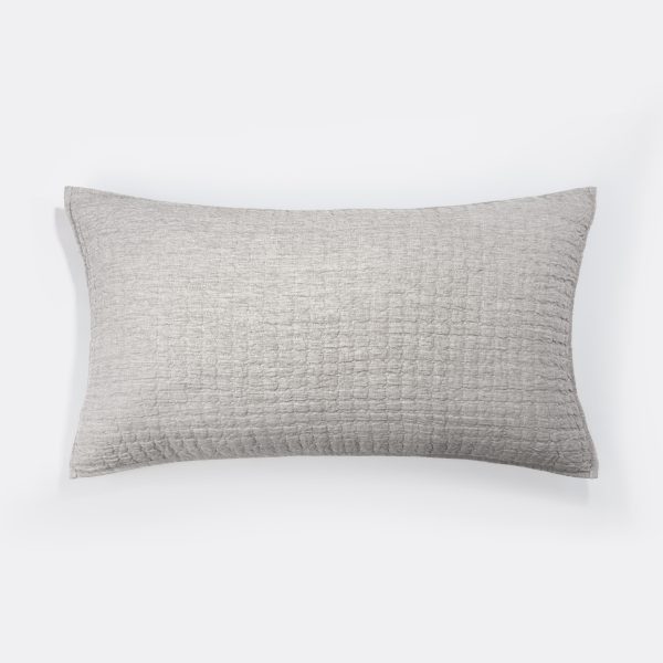 Amity home catalina linen sham in grey chambray   textured grid pattern