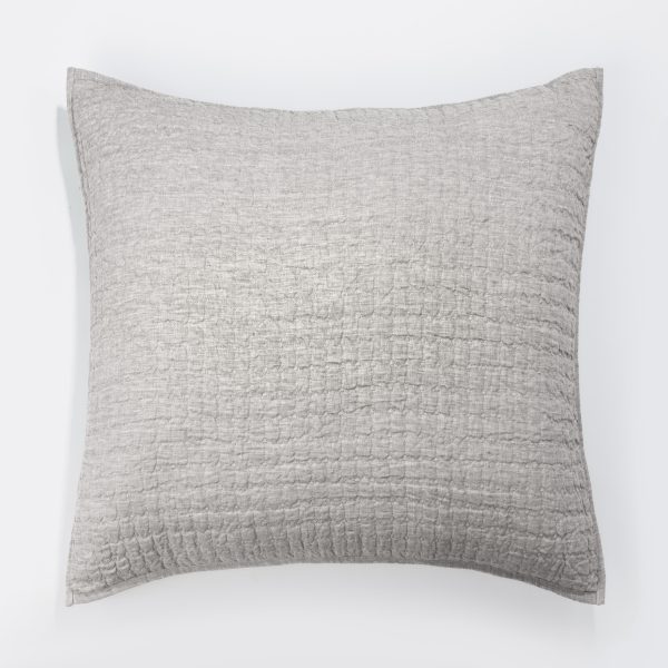 Amity home catalina linen sham in grey chambray   subtle quilted texture