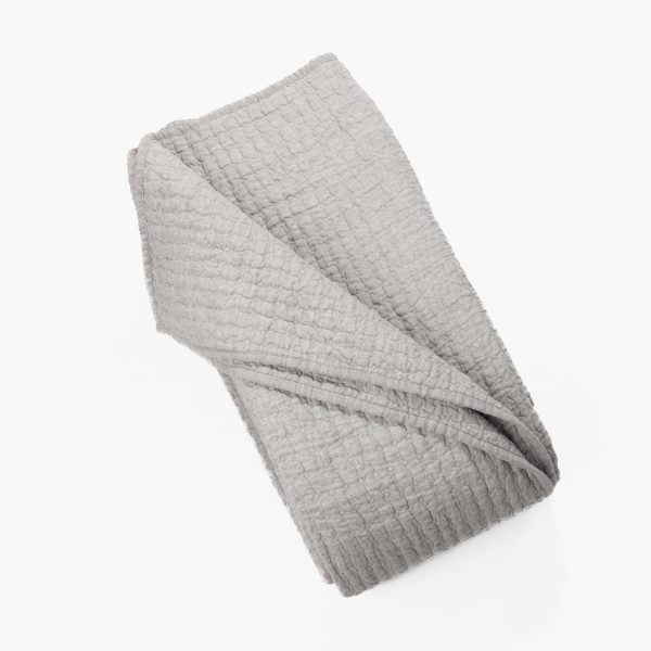 Amity home catalina linen quilt in grey chambray   crinkled quilted texture