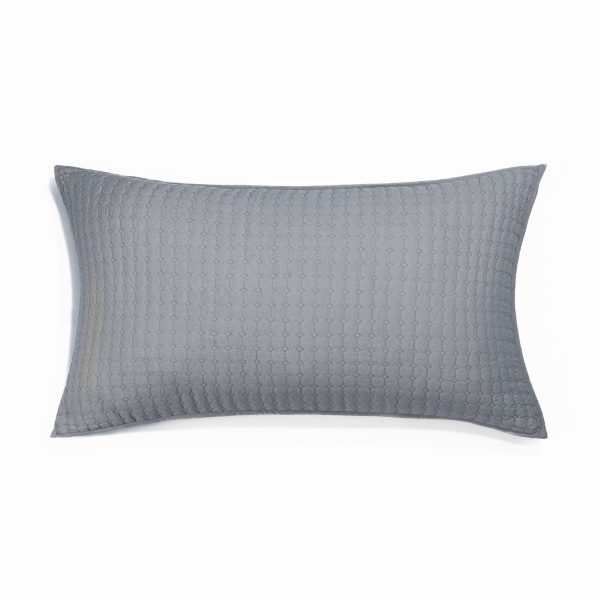 Amity home catalina linen sham in neutral grey   quilted diamond pattern