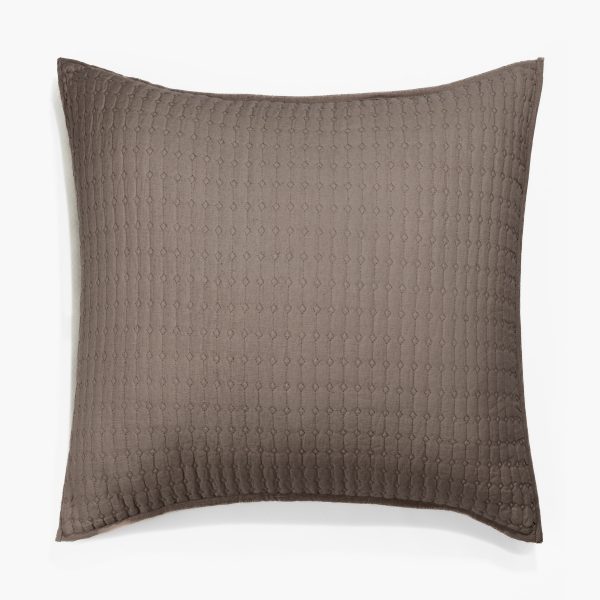 Amity home catalina linen sham in walnut brown   quilted diamond pattern