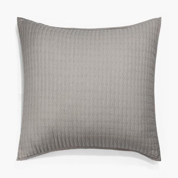 Amity home catalina linen sham in ash grey   quilted diamond pattern