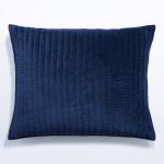 Amity home ethan sham in indigo   channel quilted velvet texture