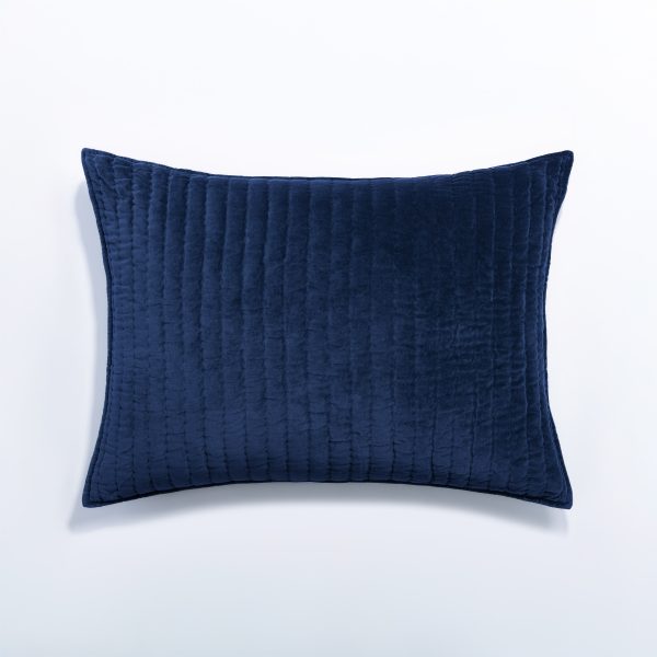 Amity home ethan sham in indigo blue   soft quilted velvet