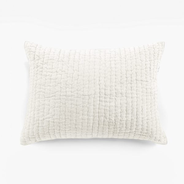Amity home ethan sham in ivory   crinkled quilted texture