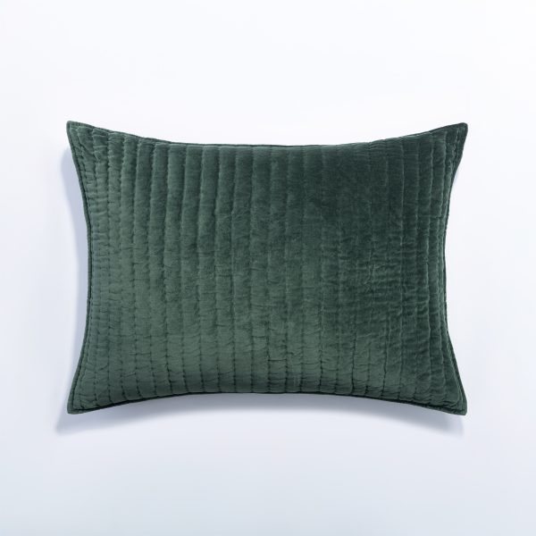 Amity home ethan sham in kale   channel quilted velvet texture