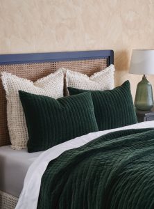 Amity home ethan quilt in kale   channel quilted velvet