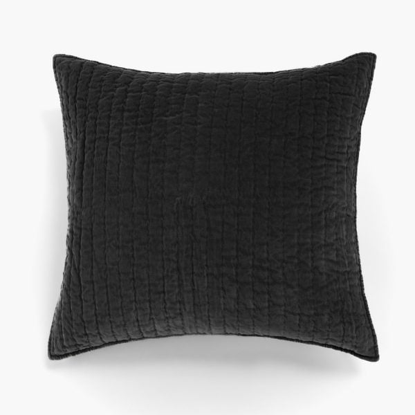 Amity home ethan sham in charcoal euro   channel quilted velvet texture