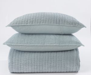 Amity home ethan quilt in mineral   soft washed channel quilt texture