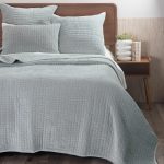 Amity home ethan quilt in mineral   crinkled cotton texture
