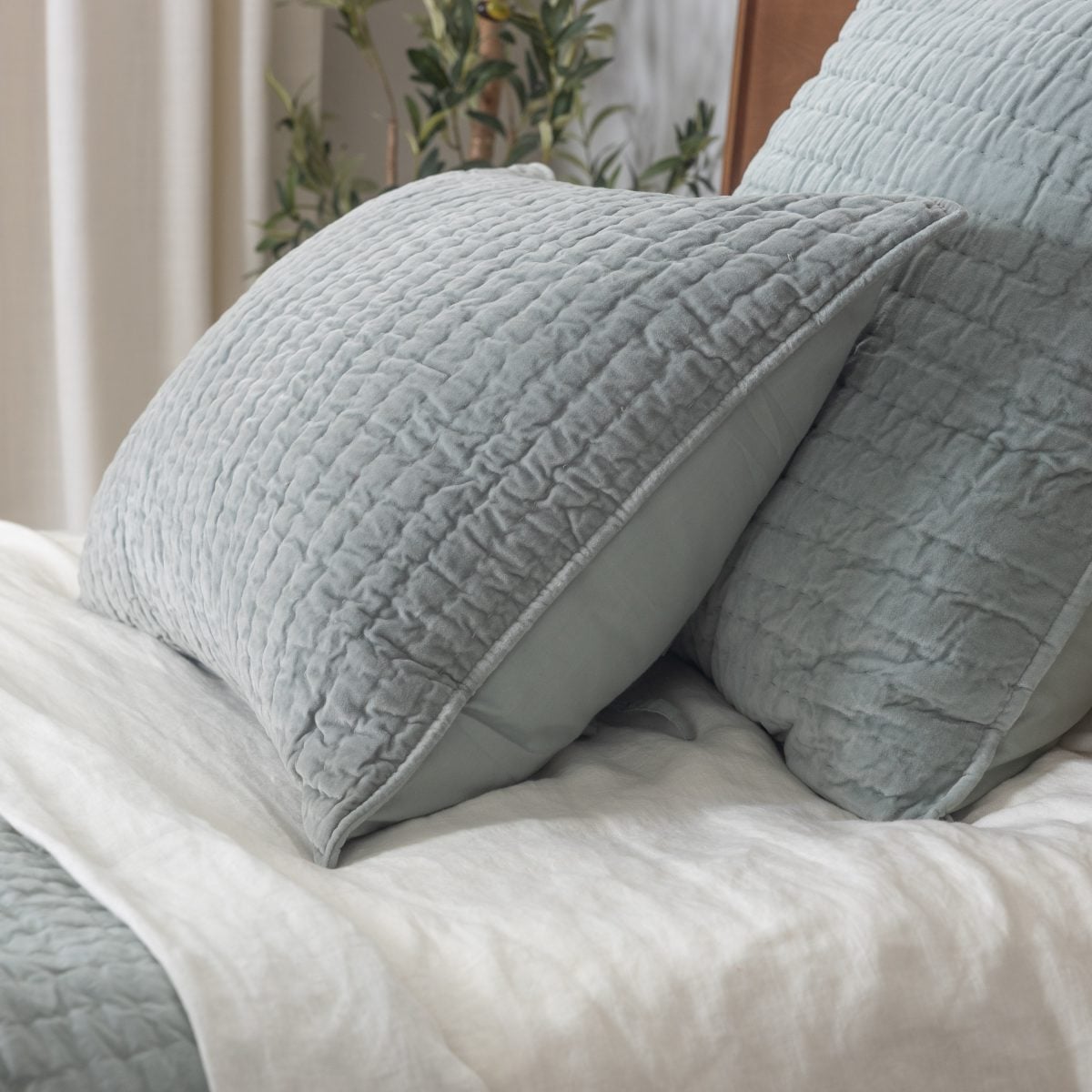 Amity home ethan quilt in mineral   crinkle texture