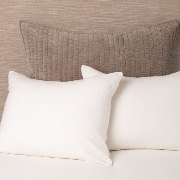 Amity Home Ethan Sham in Mushroom - Quilted Velvet Texture