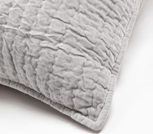 Amity home ethan sham in silver   wavy quilted velvet texture