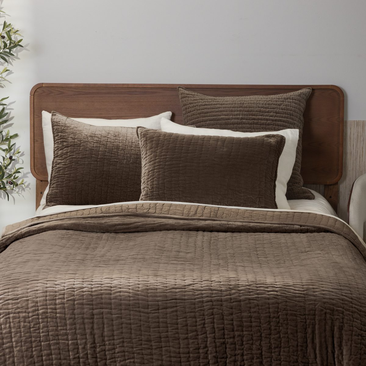 Amity home ethan quilt in tobacco   channel quilted velvet