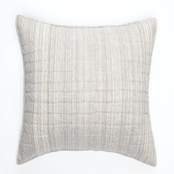 Amity home luce sham euro in natural grey stripe   quilted texture