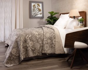 Amity home chiarra quilt in taupe floral   quilted floral pattern