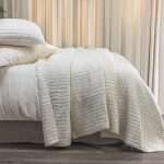 Amity home hadon quilt in ivory   puckered grid texture