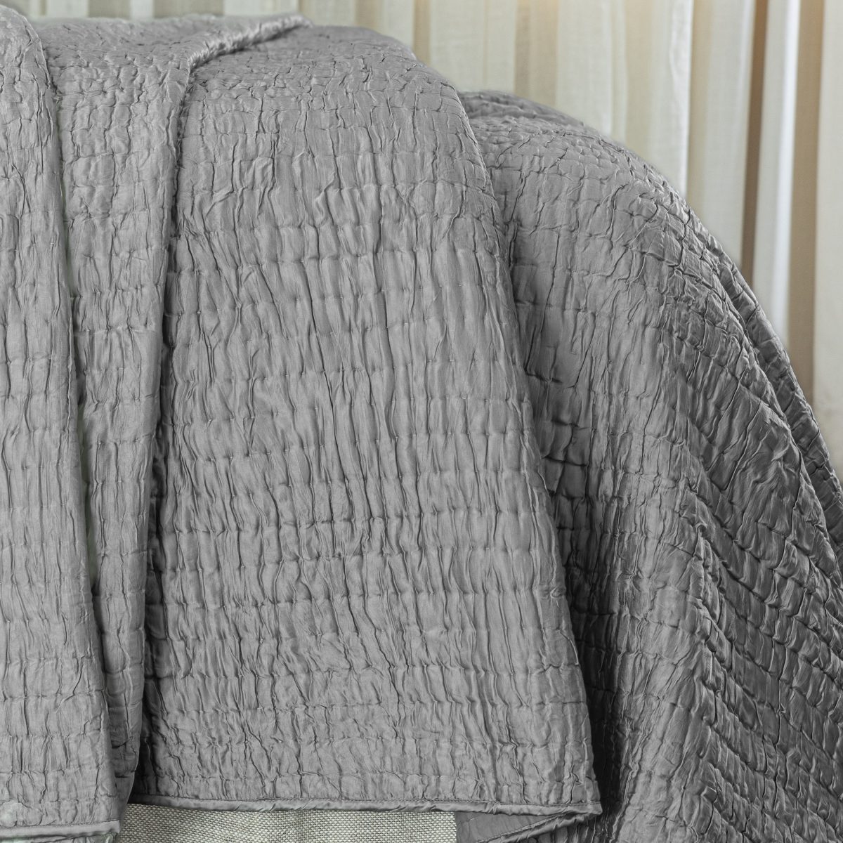 Amity home hadon quilt in grey   crinkled texture design